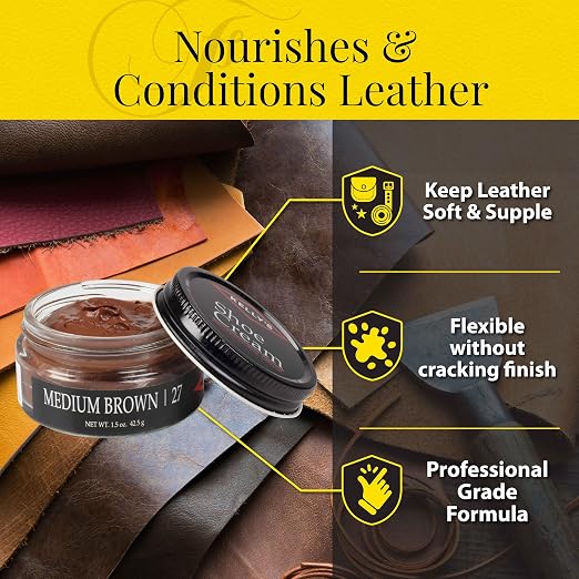 Kelly's Medium Brown Shoe Polish 1.5 oz - Professional Leather Shoe Cream
