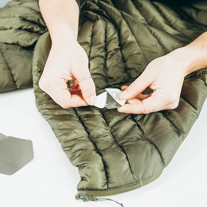 GEAR AID Tenacious Tape Repair Patches for Jackets, Tents and Outdoor Gear, OD Green, 2.5” and 1.5” Hex Shape, 4 Patches