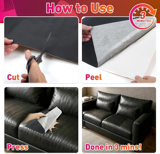 Meneng Self-Adhesive Leather Repair Patch: 54"x108" Extra Large Vinyl Fix for Sectional Sofas, Couches, Beds & Tables | Furniture, Marine, DIY Restoration Kit
