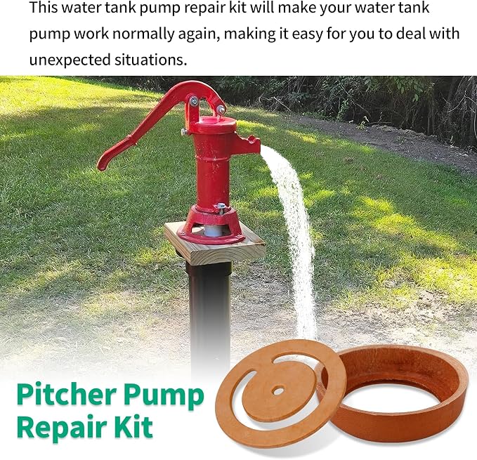 Pitcher Pump Repair Kit for Simmons 1160/PM500 & Hand Pumps – Includes -3 1/2 inch Lower Valve Leather, Cup Leathers, Check Valve Weight,for Spout Hand Press Pumps ﻿