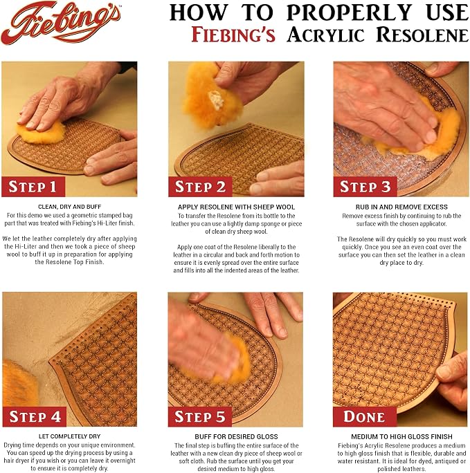 Fiebing's Acrylic Resolene (4 Ounce, Black) - Protective Acrylic Leather Finisher - Flexible, Water Resistant Top Coat for Dyed Boots, Couch, Purse