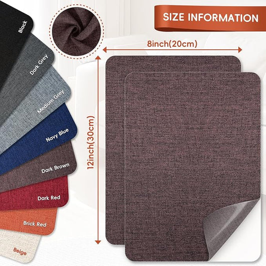 Linen Fabric Repair Tape 2 Pcs 8x12 Inch, Self Adhesive Couch Patch Repair Fabric Tape for Furniture, Linen Patch Kit for Couch, Carpet, Upholstery, Chair, Sofa, Cushion, Bag (Dark Brown)