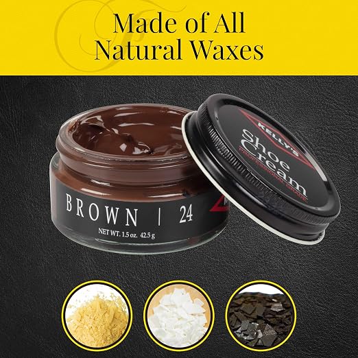 Kelly's Brown Shoe Polish 1.5 oz - Professional Leather Shoe Cream