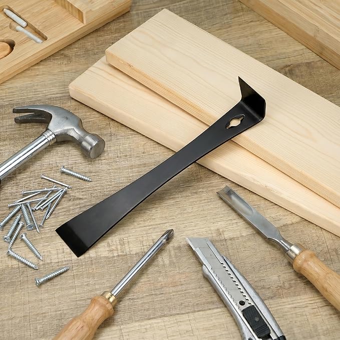 Bates- Flat Pry Bar Scraper, 3 Pack, 5-1/2", 7-1/4" and 9-1/2", Black, Trim Puller Tool for Baseboard