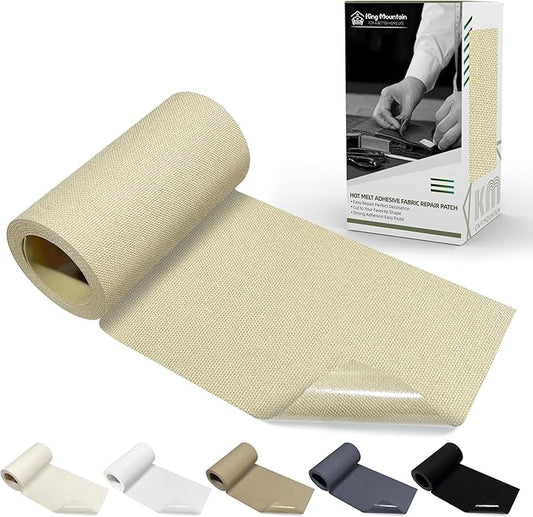 KING MOUNTAIN Canvas Iron on Patch,3"×60",Waterproof 100% Cotton Fabric Repair Patch,Used for Various Sofa,Tent,Clothes,Seats,Suitcases (Beige Gray)
