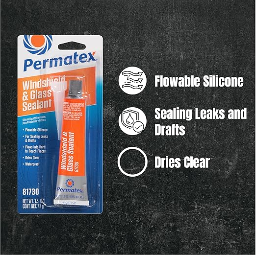 Permatex 81730-12PK Flowable Silicone Windshield and Glass Sealer, 1.5 oz. (Pack of 12)