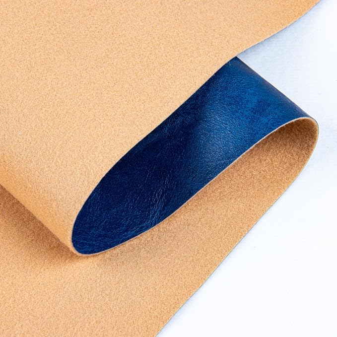 Faux Leather Fabric Sheet, 36 x 54 Inches, Texture Synthetic Material for DIY Crafts, Leather earings,Upholstery, Automotive, Sofa Projects Individual 1 Yard Cut (R-Blue, One Yard)