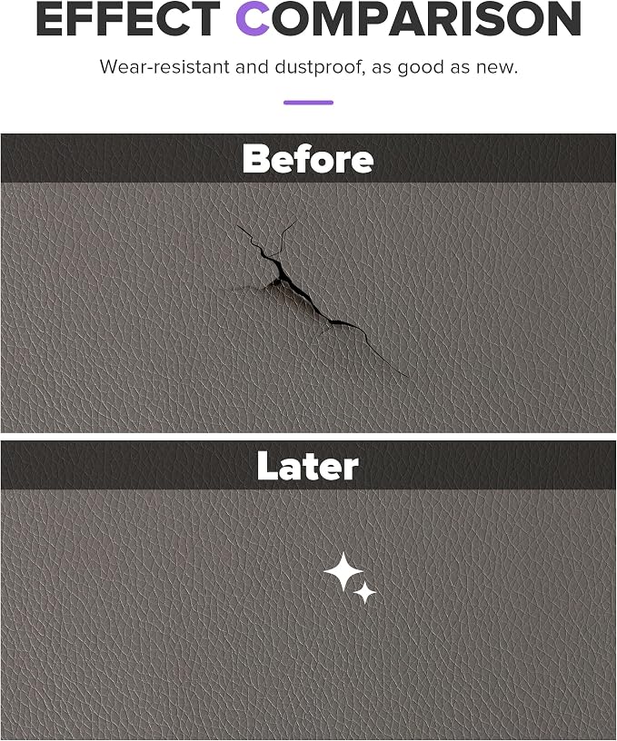 2PCS Leather Repair Patch,Car Accessories Universal PU Vinyl Self Adhesive Leather Repair Patch for Car Upholstery Seat,Ideal for Covering Tears,Scratches (Gray)