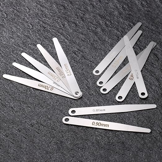 HARFINGTON 2pcs Metric Thickness Feeler Gauge 0.35mm Single Blade Oval Feeler Gauge 304 Stainless Steel Gap Measuring Tool for Repair Valve Guitar Spark Plug