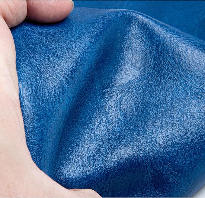 Faux Leather Fabric Sheet, 12 x 54 Inches, Texture Synthetic Material for DIY Crafts, Leather earings,Upholstery, Automotive, Sofa Projects Individual 1/3 Yard Cut (R-Blue, 1/3 Yard)
