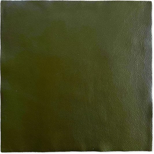 Natural Grain Cow Leathers: 12'' x 12'' Pre-Cut Leather Pieces (Olive, 5 Pieces)