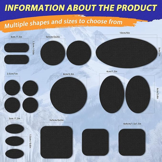 Down Jacket Repair Patch Kit, Outdoor Gear Tenacious Repair Tape, Self Adhesive Fabric Patches for Clothes, Waterproof Ripstop Nylon Fabric Patch for Puffer Jacket, Coat, Tent (18 Pcs, Navy Blue)