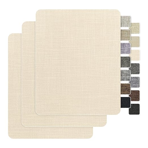 BESEZX Linen Fabric Repair Patch，3 PCS 9 * 11 Inch Self-Adhesive Couch Fabric Patch for Furniture, Sofa, Chair, Upholstery. (Fine,Light Beige)