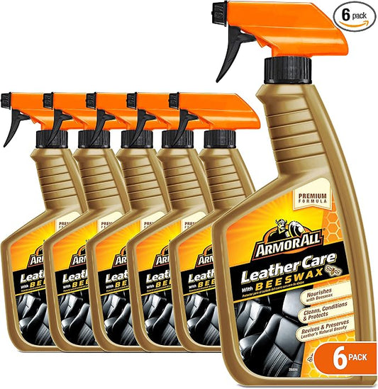Armor All Car Leather Care Spray Bottle, Cleaner for Cars, Truck, Motorcycle, Beeswax, 4 Oz, Pack of 6, 18934-6PK