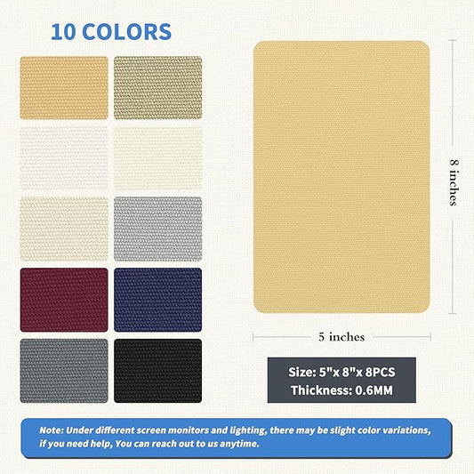 KING MOUNTAIN Canvas Repair Patch 5×8 Inch 8 Pcs Self-Adhesive Waterproof Fabric Patch for Sofas, Tents, Furniture,Tote Bags, Car Seats (Beige-1)