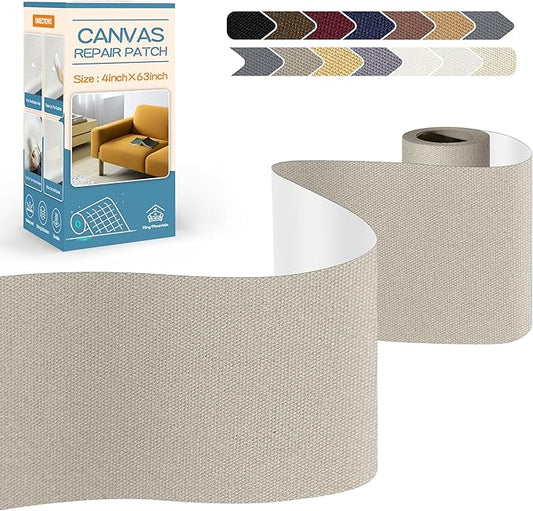 KING MOUNTAIN Canvas Repair Tape,Outdoor Gear Patch, 4×63 Inches,Waterproof,Self-Adhesive for Repairing Boat Covers,Sun Shades,Sofas,Tents,Lounge Chairs,Awnings (Grey2.0)