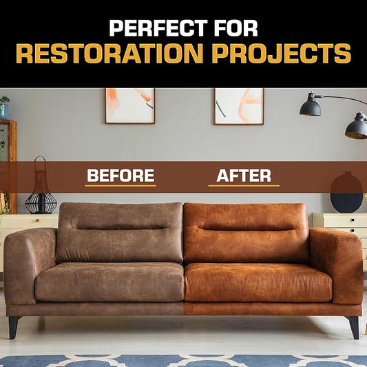FORTIVO Leather Recoloring Balm with Mink Oil, Couch Repair Kit, Leather Dye and Restorer for Furniture