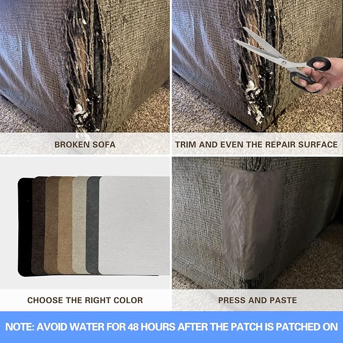 Azobur Sofa Fabric Repair Patch, 6 Piece Microfiber Patches, Self Adhesive Fabric Sofa Patch Repair Fabric, Luxurious Look, Quick Fix Sofa.（Dark Blue）