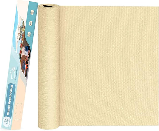 KING MOUNTAIN Canvas Repair Patch 16×30 Inch Self-Adhesive Waterproof Fabric Patch for Sofas, Tents, Furniture,Tote Bags, Car Seats (Beige)