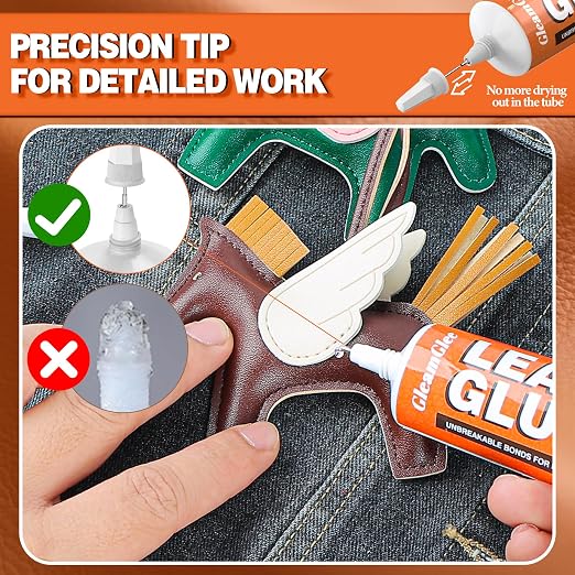 Leather Glue 60ml - Extra Strong, Waterproof & Flexible Adhesive - Fast-Drying Repair Glue for Leather & Vinyl - Ideal for Shoes, Bags, Sofas, Jackets, Car Seats & More