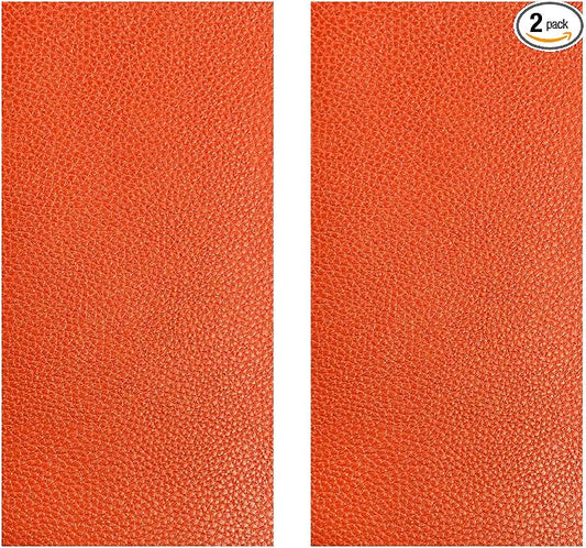 2 PCS Leather Repair Patch Tape, 4 x 8 Inch PU Vinyl Repair Patches for Car Upholstery Seat, Waterproof Self Adhesive Leather Tape Repair Kit for Furniture Couches Chairs (Orange)