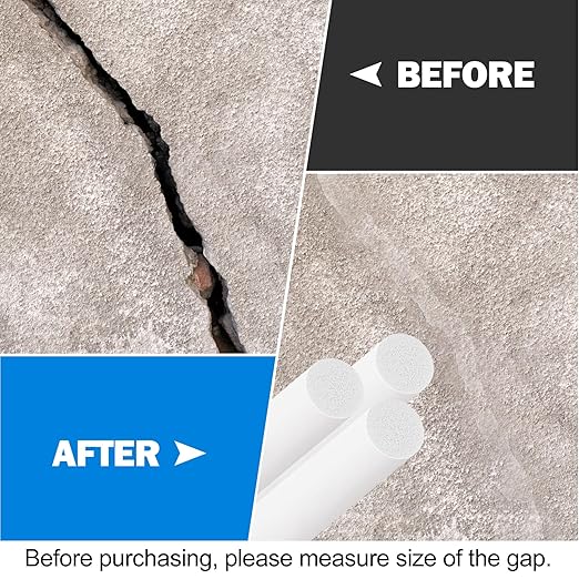 MYFAMIREA 20FT Backer Rod 3/4 Inch EPDM Rubber Caulk Saver Weather Strip Seal Concrete Expansion Joint Filler for Gaps and Joints, White