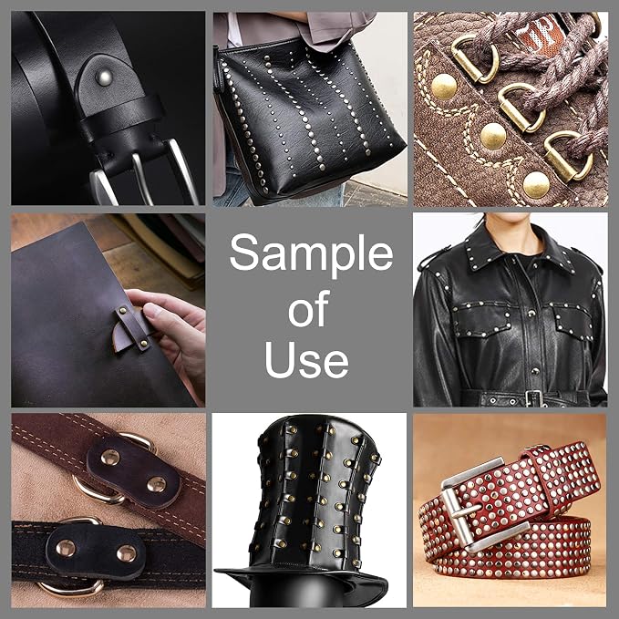 YORANYO 340 Set Mixed Size Leather Rivets Kit - Double Cap Rivets Studs for Clothing Fabric, Shoes, Bags, Belts - Gunmetal