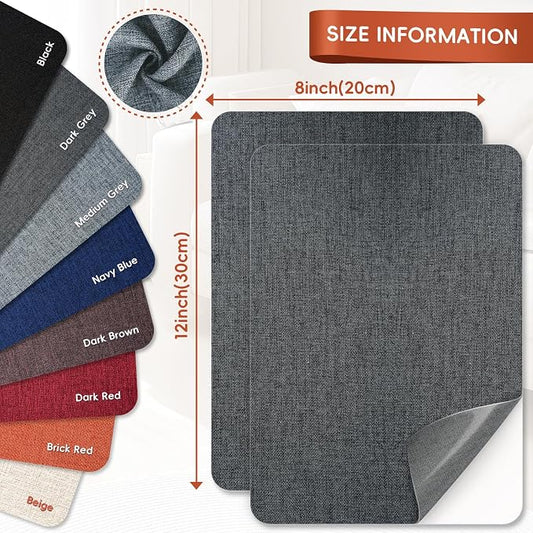 Linen Fabric Repair Tape 2 Pcs 8x12 Inch, Self Adhesive Couch Patch Repair Fabric Tape for Furniture, Linen Patch Kit for Couch, Carpet, Upholstery, Chair, Sofa, Cushion, Bag (Dark Grey)