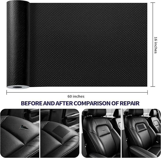 Besezx Leather Repair Patch Tape Kit, Breathable Self Adhesive Leather Repair for Furniture, Couch, Sofa, Car Seats,Office Chair,Vinyl Repair Kit.60inx16in
