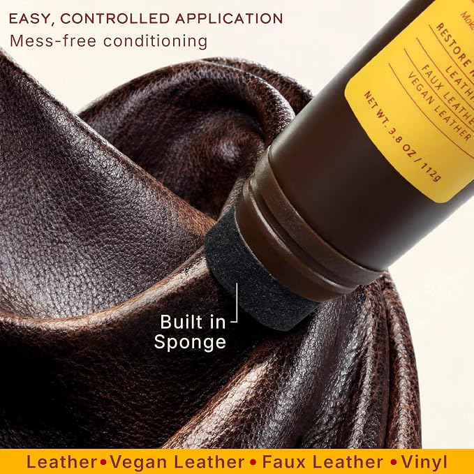Leather Honey Brown Recoloring Balm: Color Restorer and Scratch/Scuff Remover for Furniture, Couches, Shoes & Boots, Auto Interiors and Accessories