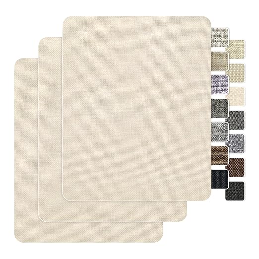 BESEZX Linen Fabric Repair Patch，3 PCS 9 * 11 Inch Self-Adhesive Couch Fabric Patch for Furniture, Sofa, Chair, Upholstery. (Coarse,Light Beige1.0)