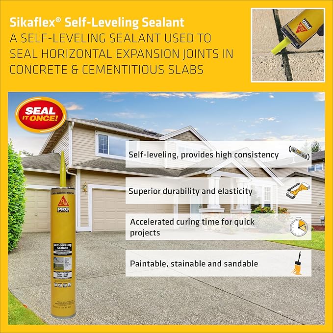 SIKA Sikaflex Self-Leveling Sealant - Sandstone, Polyurethane with Quick Curing for Horizontal Expansion Joints - 29 fl. oz Cartridge (Pack of 12), Durable, Easy Application