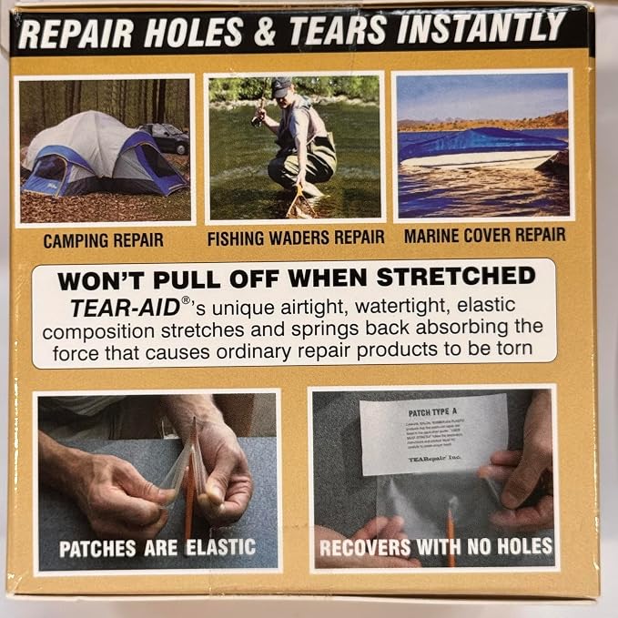 Tear-Aid Fabric Repair Kit, Type A Clear Patch for Canvas, Fiberglass, Leather, Polyester, Nylon & More, 3in x 5ft Roll, Single Pack | cycling-tire-repair-kits