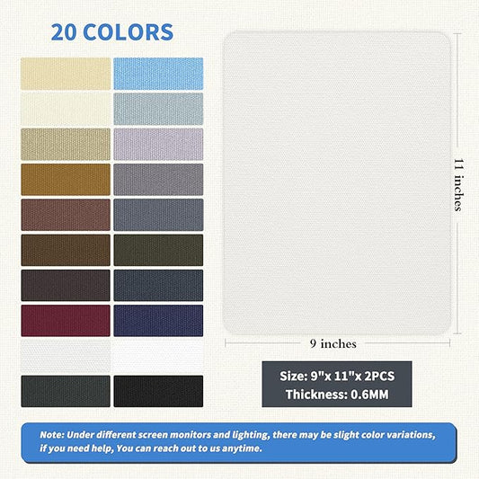 KING MOUNTAIN Canvas Repair Patch 9 x11 Inch 2 Pcs Self-Adhesive Waterproof Fabric Patch for Sofas, Tents, Furniture,Tote Bags, Car Seats (White1.0)