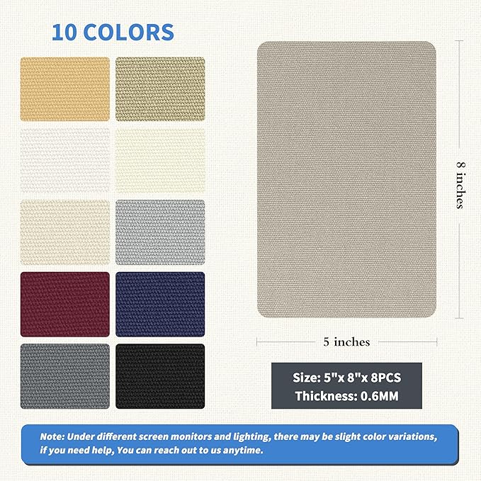 KING MOUNTAIN Canvas Repair Patch 5×8 Inch 8 Pcs Self-Adhesive Waterproof Fabric Patch for Sofas, Tents, Furniture,Tote Bags, Car Seats (Grey2.0)