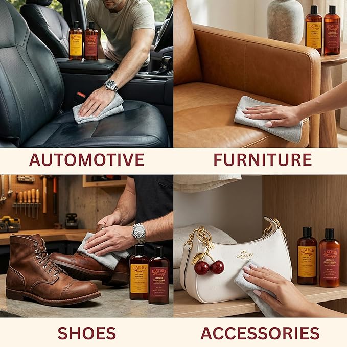 Leather Honey Complete Leather Care Kit Including 8 oz Cleaner and 8 oz Conditioner for use on Leather Apparel, Furniture, Auto Interiors, Shoes, Bags and Accessories