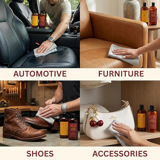 Leather Honey Complete Leather Care Kit Including 8 oz Cleaner and 8 oz Conditioner for use on Leather Apparel, Furniture, Auto Interiors, Shoes, Bags and Accessories