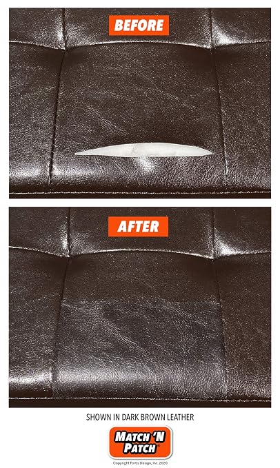 MATCH 'N PATCH Brown Leather Repair Tape, 3" x 72" for Furniture | Realistic Faux Leather Patches for Couch, Sofa, Upholstery, Car Seat & Other Furniture, Vinyl Repair Kit, Self Adhesive Patch