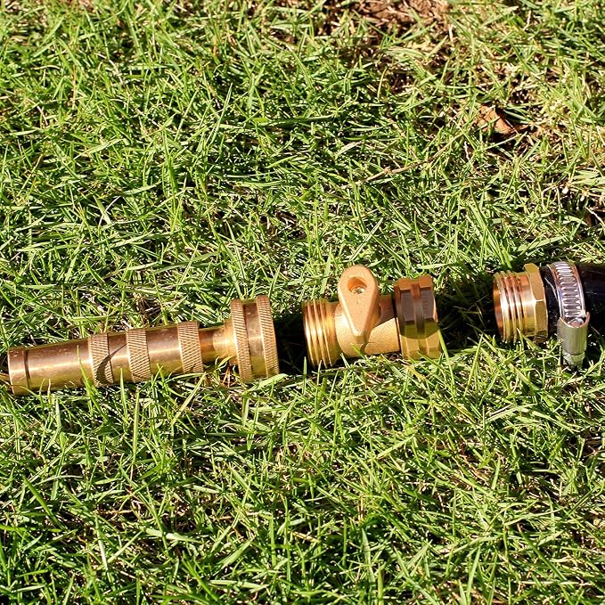 Solid Brass Garden Hose Repair kit Connector with Stainless Steel Clamps, Male Adapter/Female Garden Hose Swivel Fitting… (5/8" Barb x 3/4" Male-2 Sets)