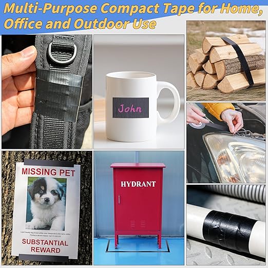 5 Pack Mini Black Duct Tape, 1" X 75 Yards Travel Size Duct Tape, Pocket Size Heavy Duty Waterproof No Residue Tear by Hand, Multi-Use for Indoor & Outdoor Repairs, travel camping DIY projects