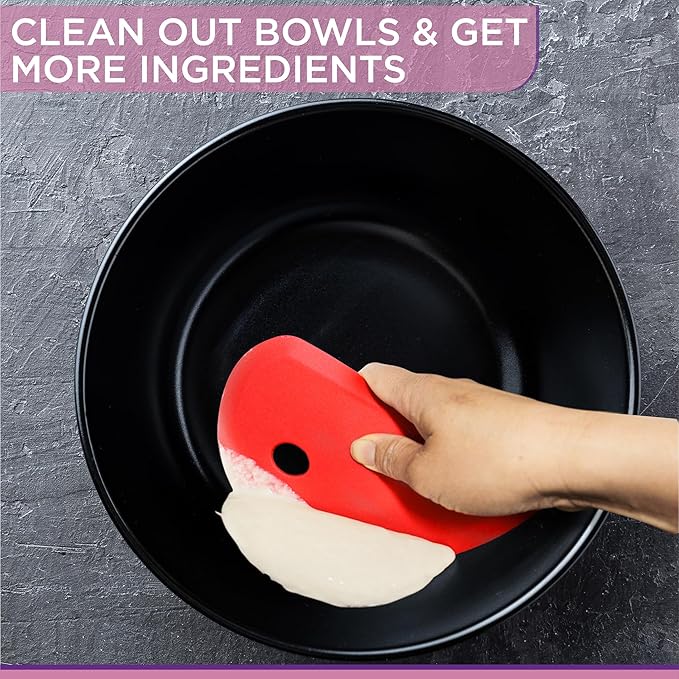 Zoie + Chloe Multipurpose Silicone Bowl Scraper - Dough Scraper for Cleaning Mixing Bowls, Baking Pan - Silicone Scraper Spatula For Painting, Smoothing, Frosting, Cake Decorating - Green, 7x3.75"