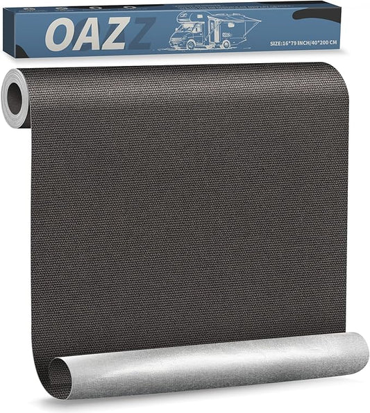 OAZ 16 x 79 inch Canvas Repair Patches Canvas Fabric Patch Self-Adhesive Fabric Repair Tape Waterproof Outdoor Gear Patch Kit for Boat Cover Awning Sofa Chair Couch Tent Bag (Black Gray)