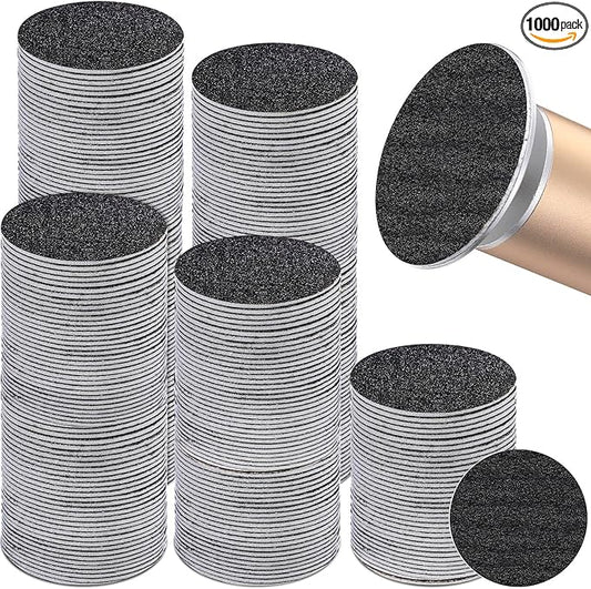 Gisafai 1000 Pcs Replaceable Sandpaper Refill Discs Bulk 60 Grit Replacement Sandpaper Pad Discs for Electric Foot File Callus Remover Black Tool Foot File Disks for Cracked Heels Dead Skin