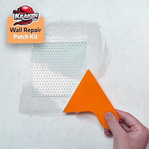 Kraken Bond Drywall Patch Repair Kit - (2x8 fl.oz.) Easy to Use Wall Patch Repair Kit for Drywall Hole & Cracks, Includes Aluminum Self-Adhesive Patch, Grit Sandpaper, Plastic Putty Knife, 2 Pack