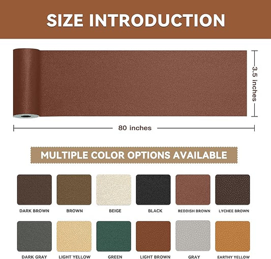 TIANLDD Leather Repair Tape,3.5 x 80 Inches Self Adhesive Leather Repair Patch，Leather Repair Kit for Furniture，Couches,Car Seats,Cabinets,Handbags(Light Brown-Fine Lines)