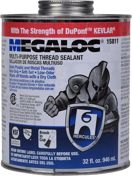 Oatey 15811 Hercules Megaloc Multi-Purpose Thread Sealant, 32 oz.