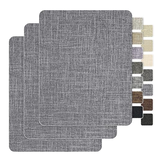 BESEZX Linen Fabric Repair Patch，3 PCS 9 * 11 Inch Self-Adhesive Couch Fabric Patch for Furniture, Sofa, Chair, Upholstery. (Fine,Charcoal Gray)