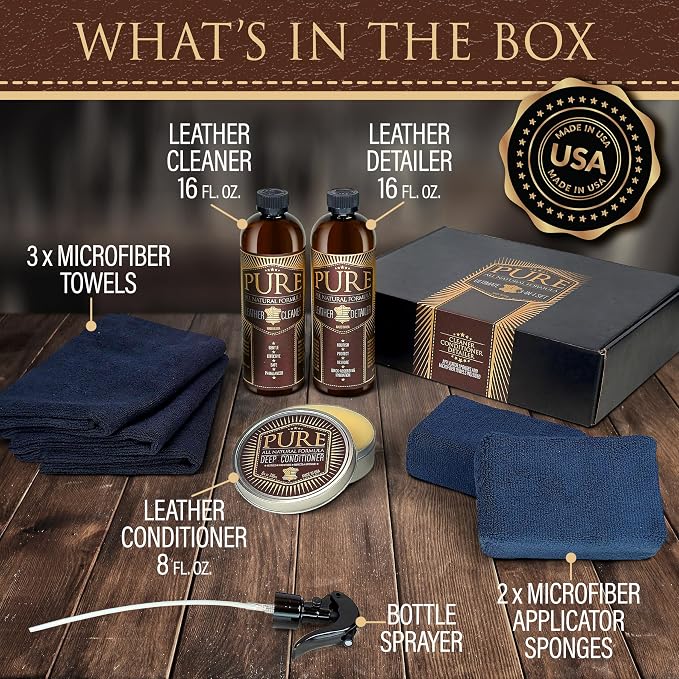Shop Square Pure Beeswax Leather Care Kit - Natural Cleaner, Conditioner & Detailer for Jackets, Boots, Handbags & Designer Leather - Tea Tree + Beef Tallow Formula - Made in USA