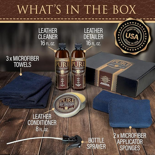 Shop Square Pure Beeswax Leather Care Kit - Natural Cleaner, Conditioner & Detailer for Jackets, Boots, Handbags & Designer Leather - Tea Tree + Beef Tallow Formula - Made in USA