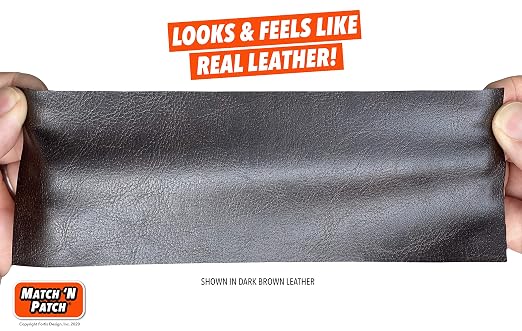 MATCH 'N PATCH Black Leather Repair Tape, 3" x 72" for Furniture | Realistic Faux Leather Patches for Couch, Sofa, Upholstery, Car Seat & Other Furniture, Vinyl Repair Kit, Self Adhesive Patch